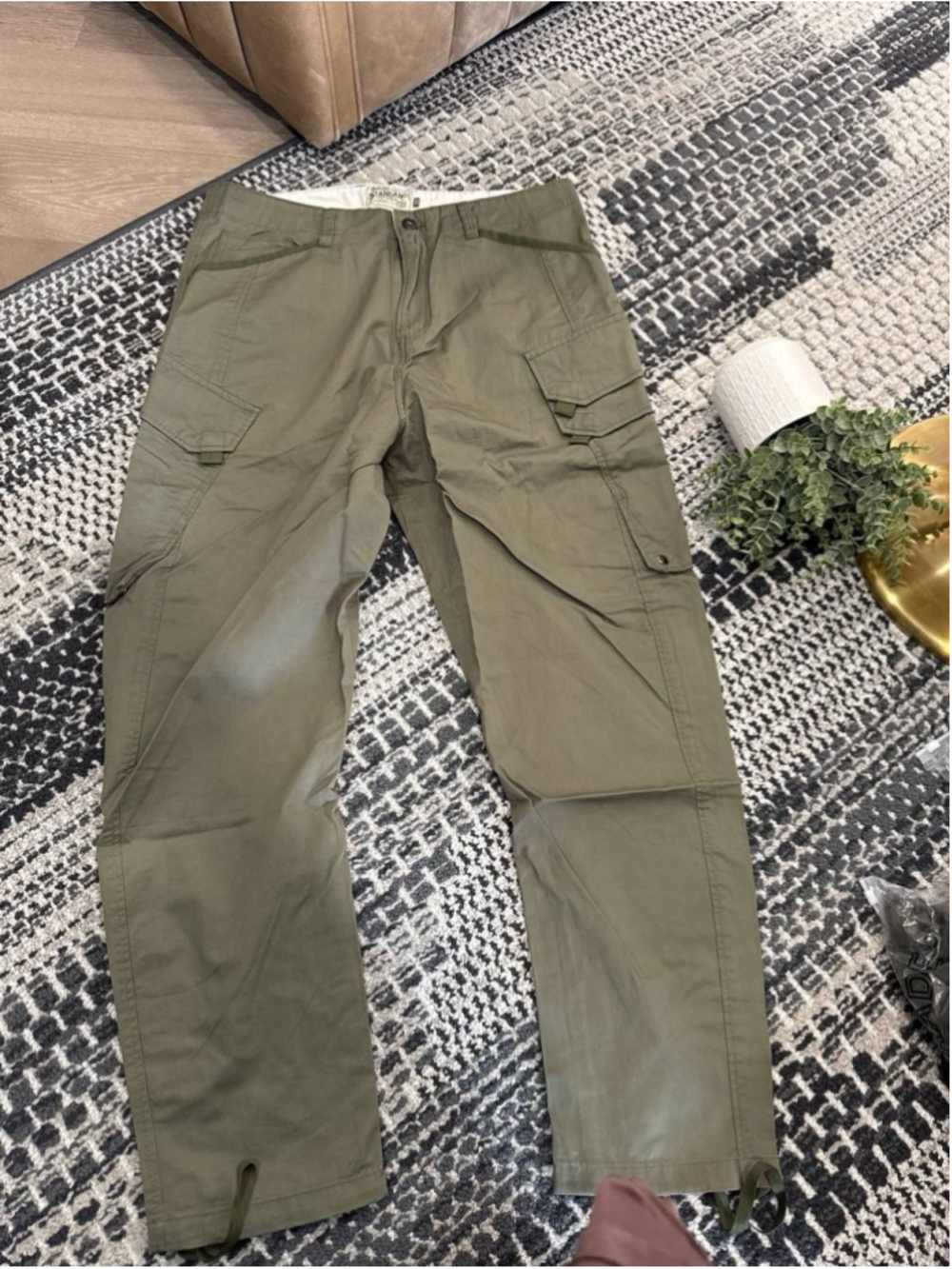 Cargo Pants Men's Green Patch Pocket Trousers Standard Vintage Worker 32